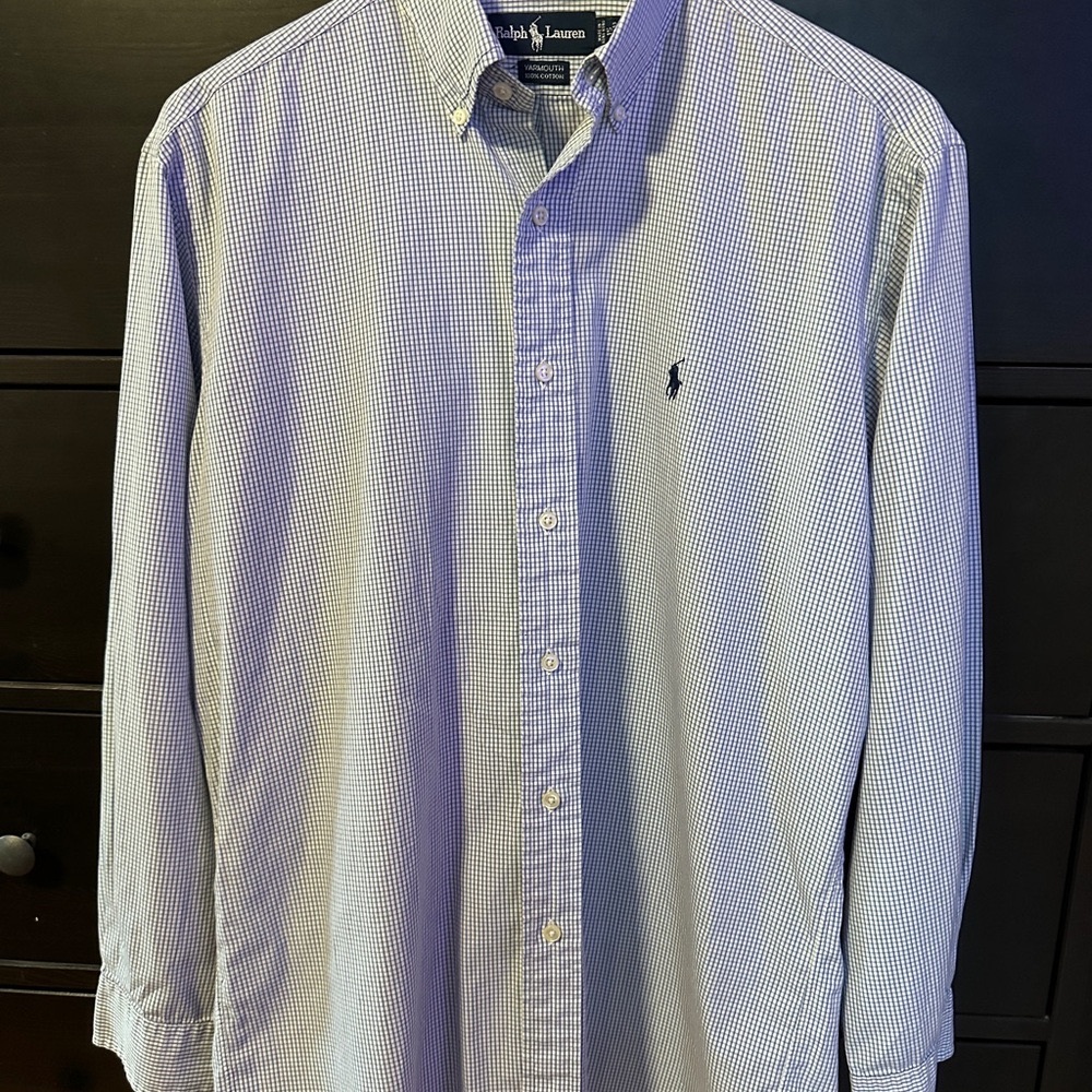 Ralph Lauren - White/Blue Casual Button Down Shirt Polo - 15 32/33